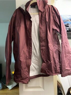 Marmot Men PreCip Jacket Hooded Windbreaker Maroon Size Large